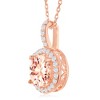 Bella Silver Sterling Silver Four-Prong Round Morganite CZ with White CZ Border Pendat - Rose Gold Plated - Rose - 2 of 3