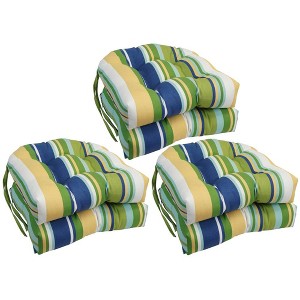 Blazing Needles, 16-inch Spun Polyester Outdoor U-shaped Tufted Chair Cushions (Set of 6) - 1 of 1