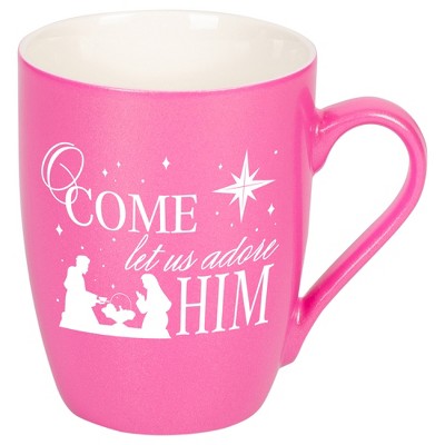 Elanze Designs O Come Let Us Adore Him Princess Pink 10 ounce New Bone China Coffee Cup Mug
