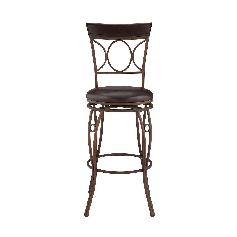 29.9&#34; Circles Back Upholstery Swivel Seat Barstool Metal/Brown - Linon, 4 of 15