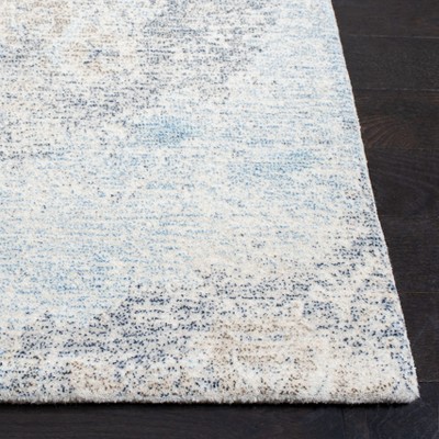 Blue and Ivory Square Hand-Tufted Wool Area Rug
