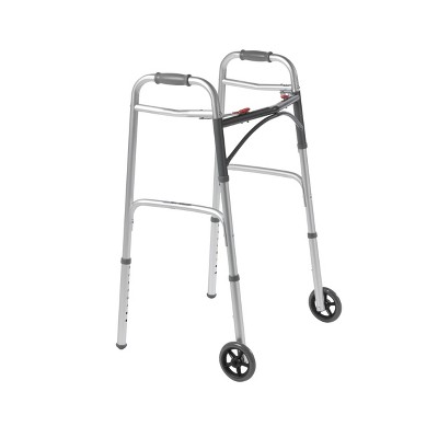 Gray and White Adjustable Folding Walker with 5" Wheels