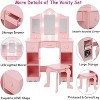 2-in-1 Princess Vanity & Study Desk with Tri-Fold Mirror & Stool - Convertible Wooden Makeup Dressing Table for Toddler Girls Ages 3-8 - 2 of 4