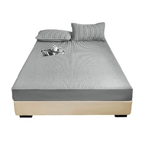 Unique Bargains Lattice Stitching Fitted Sheet 1 Pc - 1 of 4