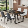 5-Piece Dining Set with Marble Pattern Table and 4 PU Armless Chairs - 2 of 4