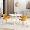 NicBex 3-Piece Round Dining Set, Trestle Dining Table with 2 Velvet Side Chairs for Living Room, White Dining Table with Dining Chairs - 2 of 4