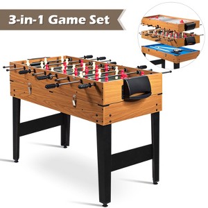 Gymax 3-in-1 Combo Game Table Set Multi-Game Pool Table with Foosball Slide Hockey & Billiards 48" Sports Arcade Games with Accessories - 1 of 4