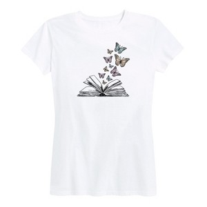 Women's - Instant Message - Butterfly Book Short Sleeve Graphic T-Shirt - 1 of 4