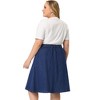 Agnes Orinda Women's Plus Size Button Down Casual A-Line Pockets Midi Jean Skirts - 4 of 4