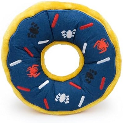 ZippyPaws Marvel Jumbo Donutz - Interactive Donut Pet Toys for Dogs & Puppies, No Stuffing - Spider-Man