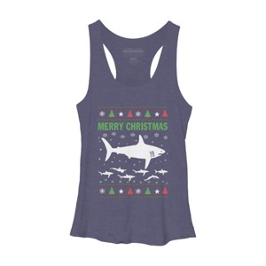 Women's Design By Humans Shark Christmas By sophialada Racerback Tank Top - 1 of 3