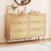 Jojoka 6 Drawer Dresser,Rattan Chest of Drawer,Wooden Dresser with Golden Metal Legs for Living Room - 3 of 4