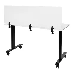 24 x 30 Libraries & More Schools Desk Divider Securely Attaches to Desks & Tabletops for Offices Stand Steady Frosted Desktop Panel Clamp On Protective Acrylic Shield & Sneeze Guard 