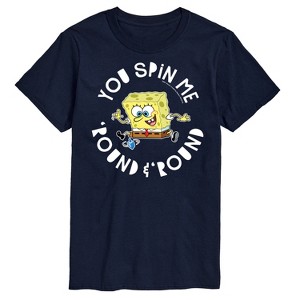 Men's SpongeBob SquarePants You Spin Me Round And Round Hanukkah Short Sleeve Graphic T-Shirt - Navy - LG Big and Tall - 1 of 4
