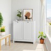 Tilted Laundry Hamper with Removable Basket, Hidden Bathroom Laundry Hamper Storage Cabinet, Free-Standing Organizer - 2 of 4