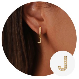 Turandoss 18K Gold Huggie Hoop Earrings for Girls Women - 1Pair Dainty Initial Cartilage Dangle Diamond Earring Hypoallergenic, Christmas Gifts - 1 of 4