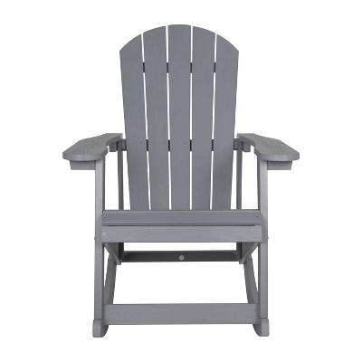 Savannah Light Gray Poly Resin Rocking Adirondack Chair