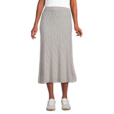 Lands' End Women's Cozy Lofty Cable Fluted Midi Sweater Skirt