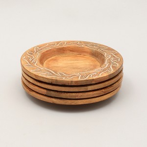 Moda Furnishings 13" Wood Charger Plate| Wooden Dinning Placemat|Artisan Wood Tableware - 1 of 4