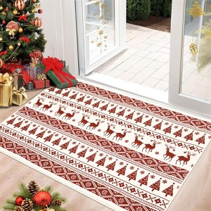 Christmas Area Rug, Washable Snowflake Holiday Accent Rug, Non Slip Low Pile Decorative Boho Carpet for Home - 1 of 4
