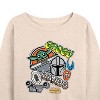 Women's - Star Wars - The Mandalorian Mando Grogu Stickers Lightweight French Terry Wide Neck Long Sleeve Graphic Shirt - 2 of 4