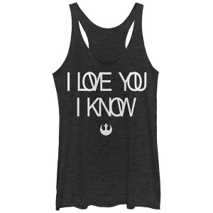 Women's Star Wars Love You I Know Rebel Symbol Racerback Tank Top - 1 of 3