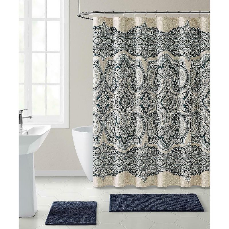 Kate Aurora French Chateau Paisley Chic Premium Fabric Shower Curtain, 1 of 2