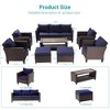 Sonkuki 8-Piece Patio Conversation Set with Ottoman and Side Table, Navy Blue Cushion - 3 of 4