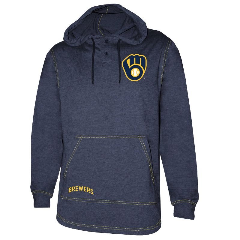 MLB Milwaukee Brewers Men&#39;s Henley Hooded Jersey, 2 of 4
