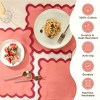 Folkulture Christmas Placemats | Set of 4 (13" x1 9") Boho & Christmas Table Mats Scalloped Design | Red Christmas Table Decor - 2 of 4