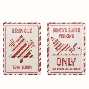Transpac Metal Candy Cane Sign Set of 2 Christmas Home Decorations - 1 of 1