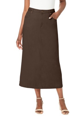Jessica London Women's Plus Size Classic Cotton Denim Midi Skirt