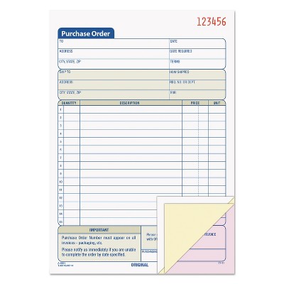 TOPS Purchase Order Book 5 9/16 x 8 7/16 Three-Part Carbonless 50 Sets/Book 46141