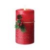 LumiPur 3.5"x7" Signature Christmas Collection Flickering Flameless LED Wax Pillar Candle Red - 4 of 4