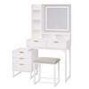 COZONY White Vanity Makeup Desk with 3-Mode Lights & Stool, 5 Drawers Vanity Table with Mirror - 2 of 4