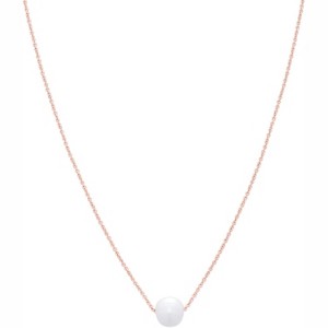 14K Gold or Sterling Silver Necklace with Freshwater Pearl Pendant Rose Gold - 1 of 4