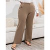Plus Size Dress Pants for Women Stretch Pull On Flare Pants Pockets Dressy Business Casual Work Pants Khaki 3XL - 4 of 4