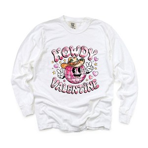 Simply Sage Market Women's Howdy Valentine Disco Ball Long Sleeve Garment Dyed Tee - 1 of 3