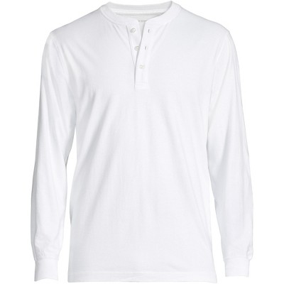 Lands' End Men's Big Super-t Long Sleeve Henley Shirt - 2x Big - White ...