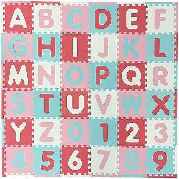 Tadpoles Foam Playmats for Kids, 36 Interlocking Tiles Teach the ABCs and Numbers 0-9