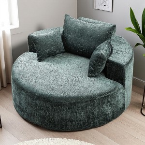 55" Chenille Sleeper Chair with Back Pillow, Non-Swivel, No Assembly - 1 of 4