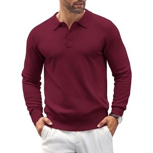 COOFANDY Men's Button Down Classic Knit Polo Golf Shirt - 1 of 4