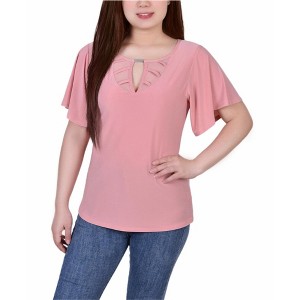 NY Collection Womens Mesh Flutter Knit Blouse - 1 of 1