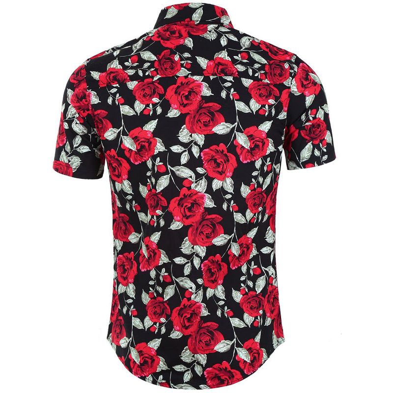 Lars Amadeus Men's Summer Floral Print Short Sleeve Button Down Beach Hawaiian Casual Shirt, 2 of 7