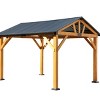 Modern Carport Pavilion Gazebo, All Weather Brotected Steel Roof, Patio Gazebo with Hard Top Steel Metal Roof and Wooden Frame-Coolbibila - 4 of 4