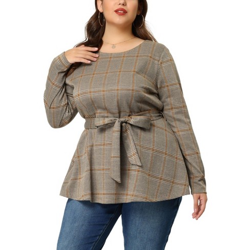 Agnes Orinda Women's Plus Size 3/4 Sleeve V Neck Stripe Boho Knit Casual  Blouse : Target