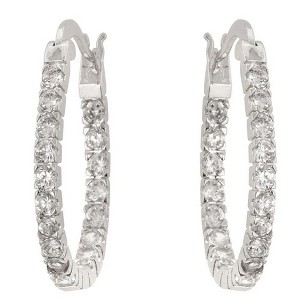 ShineHigh Inside-Out Hoop Earrings for Women – Rhodium-Plated 27mm Hoops with Round-Cut Cubic Zirconia and Secure Lever Back Closure - 1 of 1