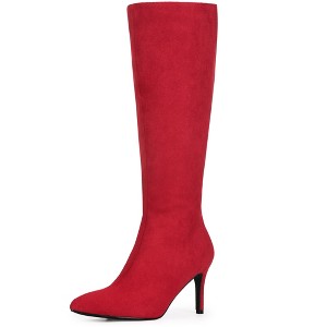 BLISSFUL STEP Classic Pointed Toe Stiletto Heel Knee High Boots for Women - 1 of 4