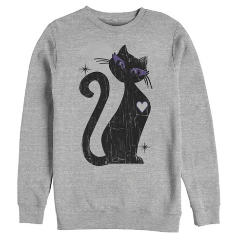 Black Cat-Printed Crew Neck Sweatshirt