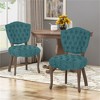 SKRAN Set of 2 Tufted Chair for Kitchen or Dining Room - Teal Fabric Upholstered with Button Tufting and Scrolled Legs - 2 of 4